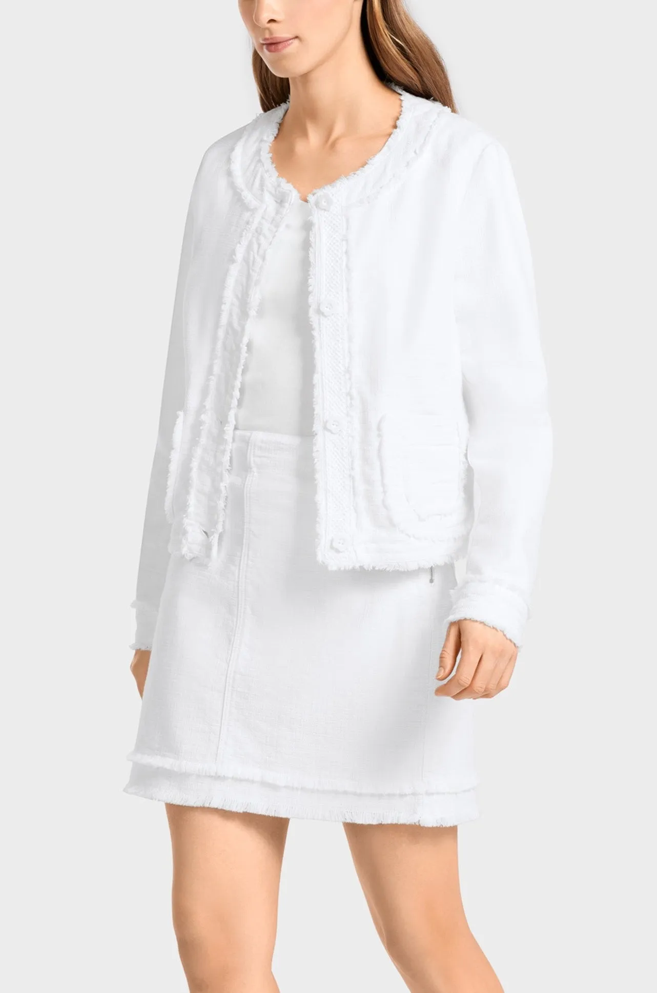 Marc Cain - Fringed Jacket with Floral Buttons
