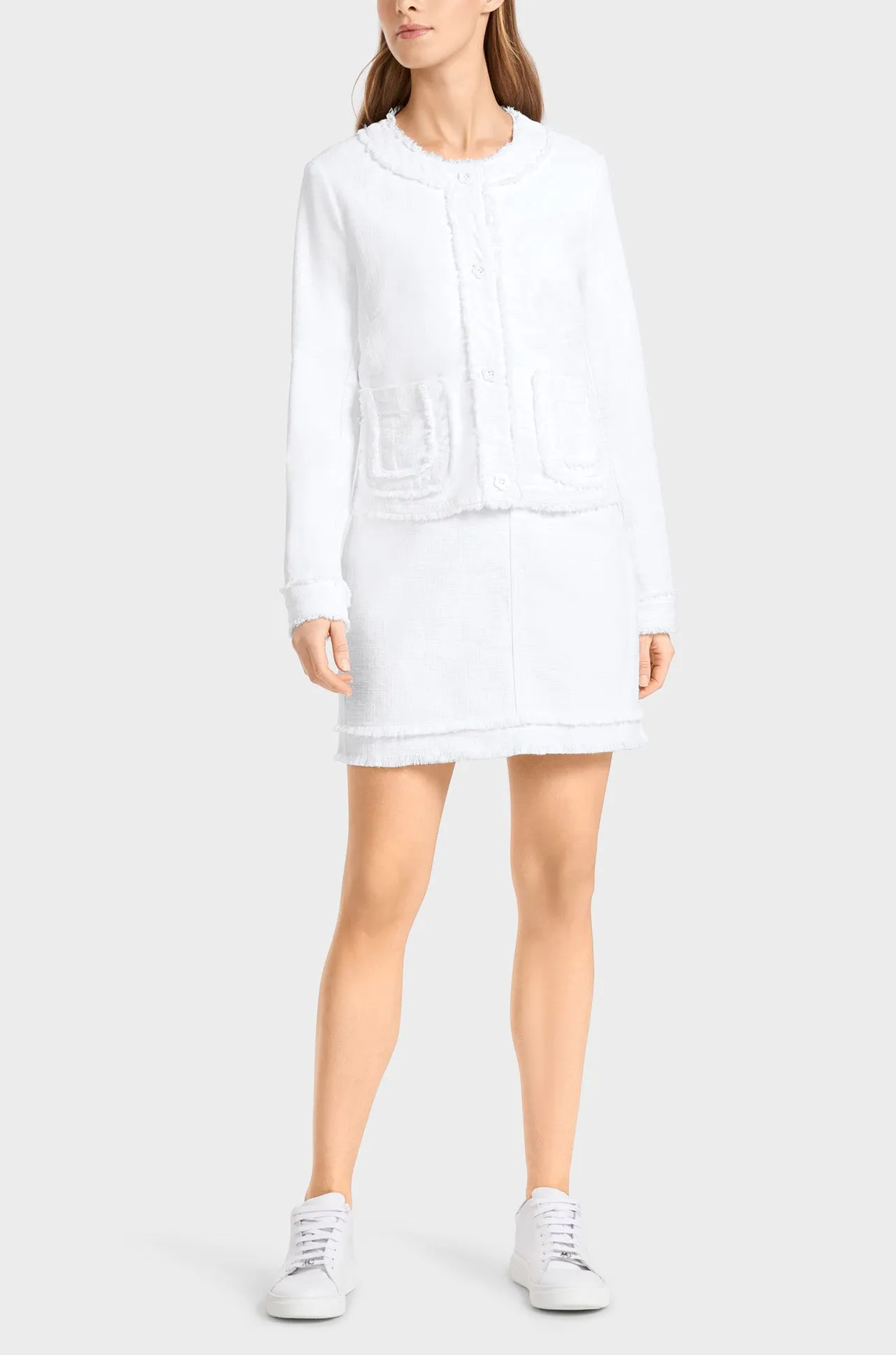 Marc Cain - Fringed Jacket with Floral Buttons