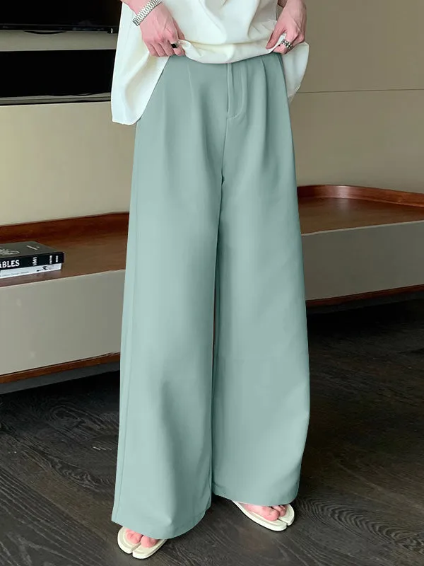 Mens Solid Pleated Wide-Legged Pants SKUK63640