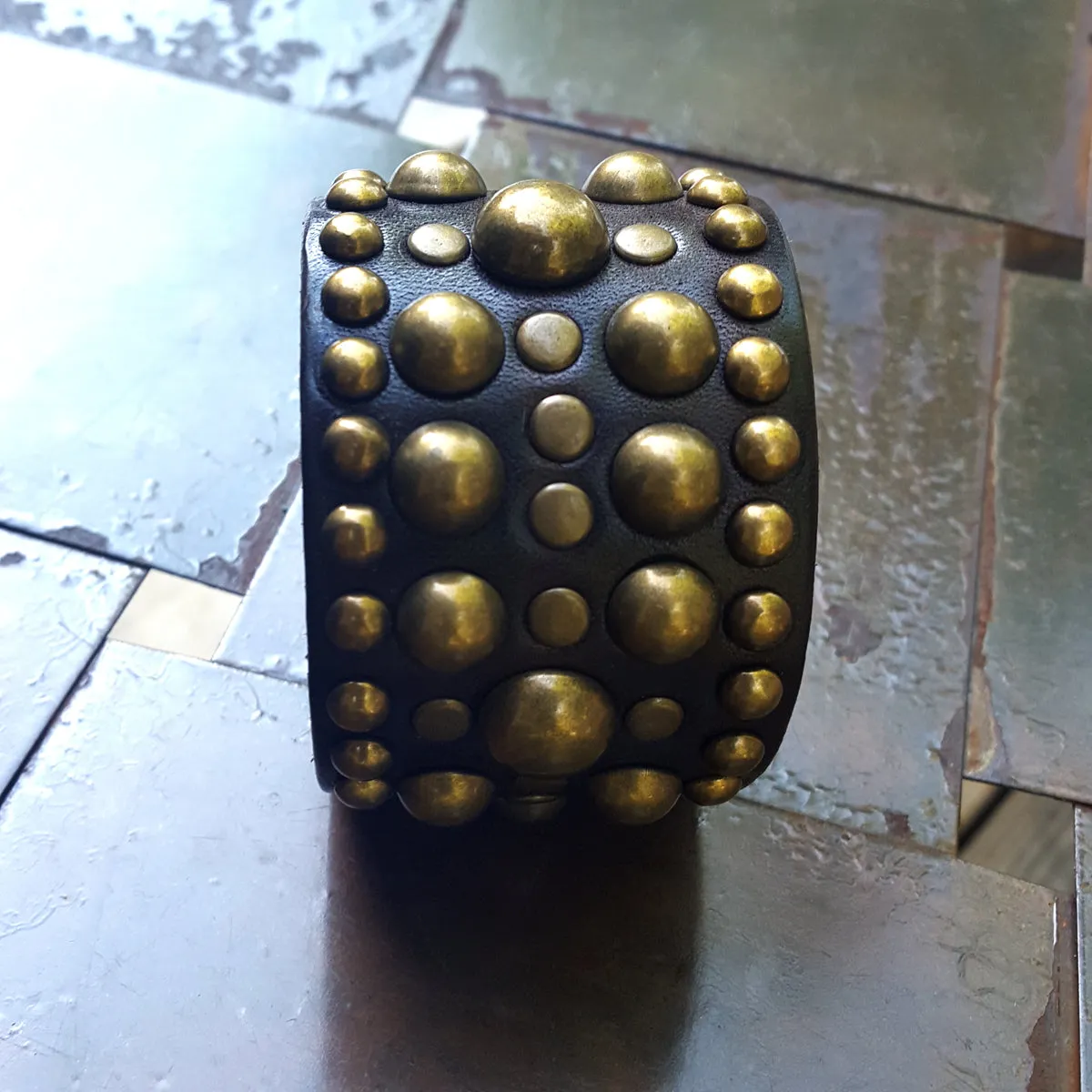 Midas Dome Rivet Leather Cuff - SS1110