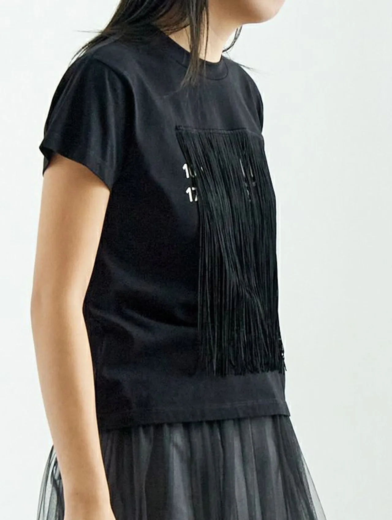 MM6 Black Fringed T-Shirt