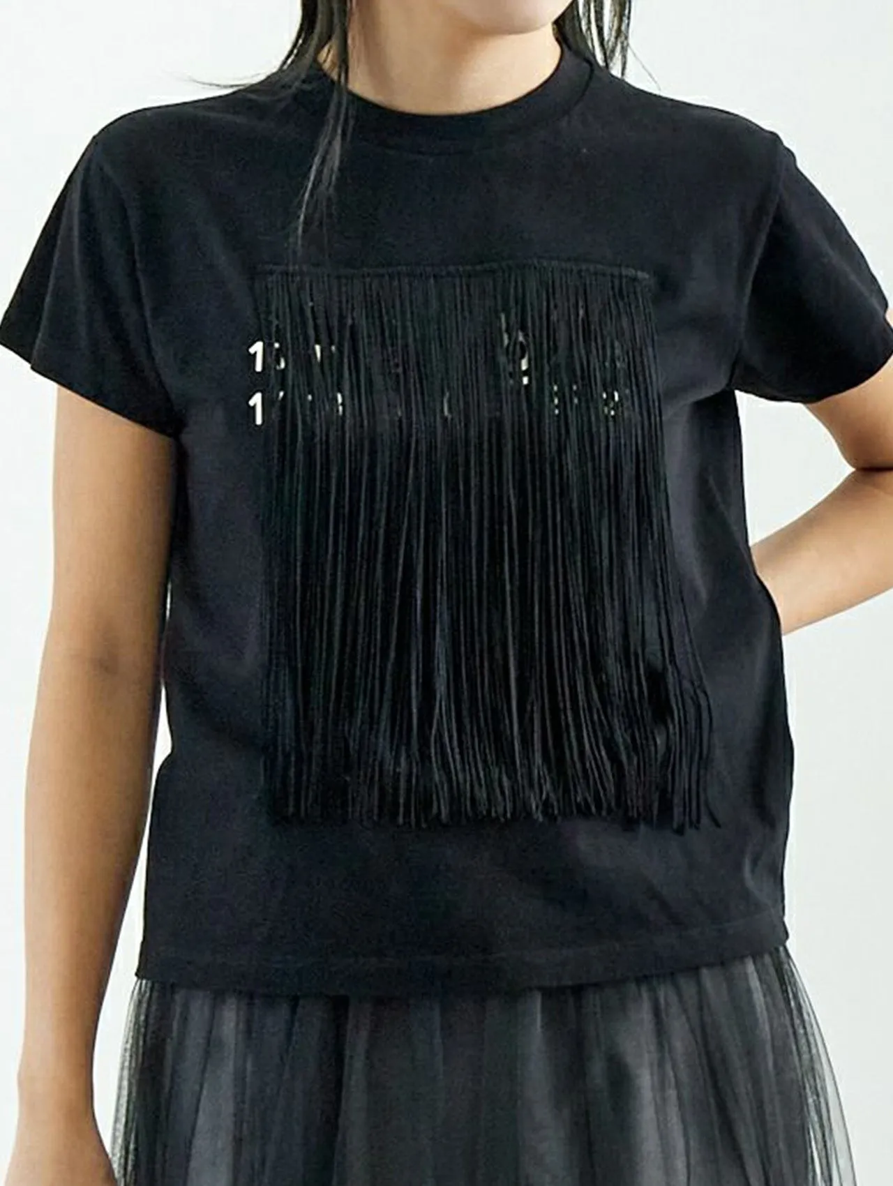 MM6 Black Fringed T-Shirt
