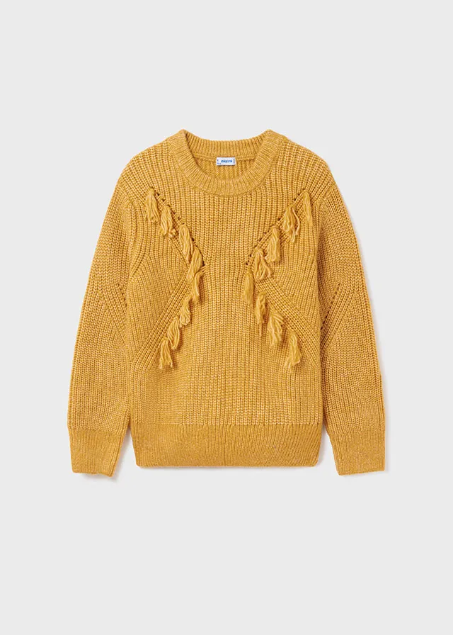 Mustard Fringed Jumper  - Select Size