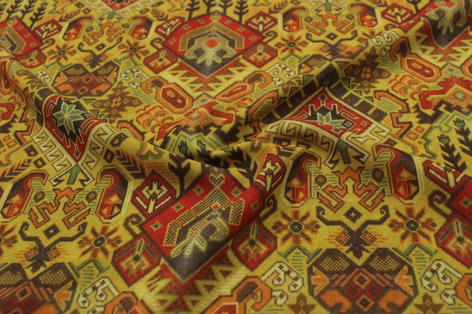 Mustard Yellow Printed Georgette Fabric