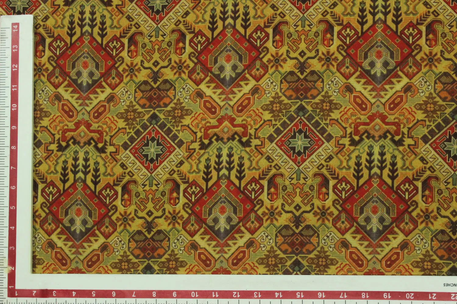 Mustard Yellow Printed Georgette Fabric