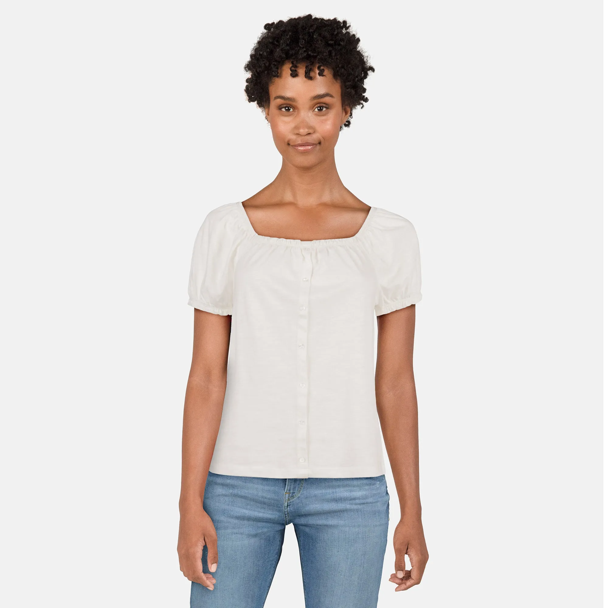 mySTYLE Women's Button Peasant Blouse