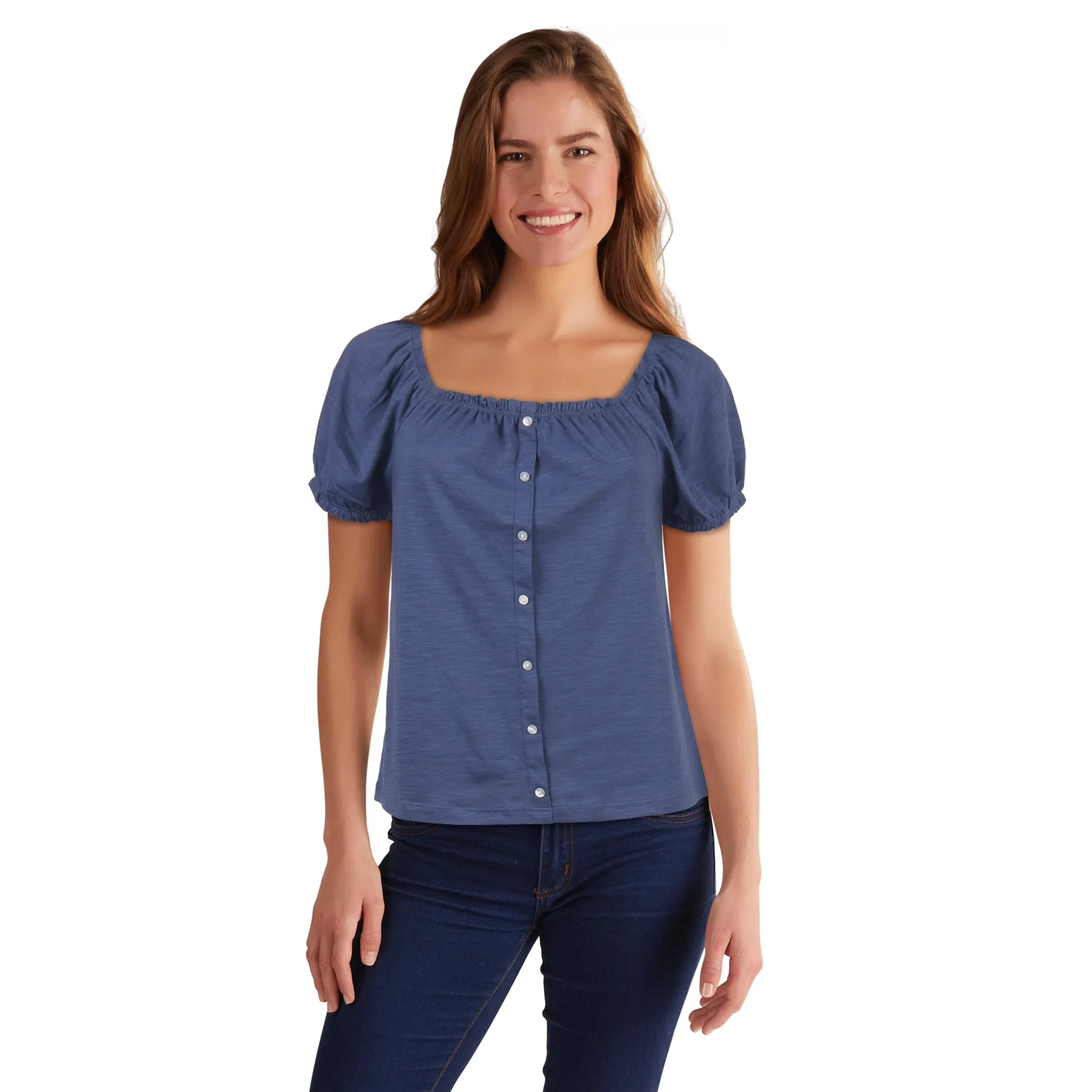 mySTYLE Women's Button Peasant Blouse