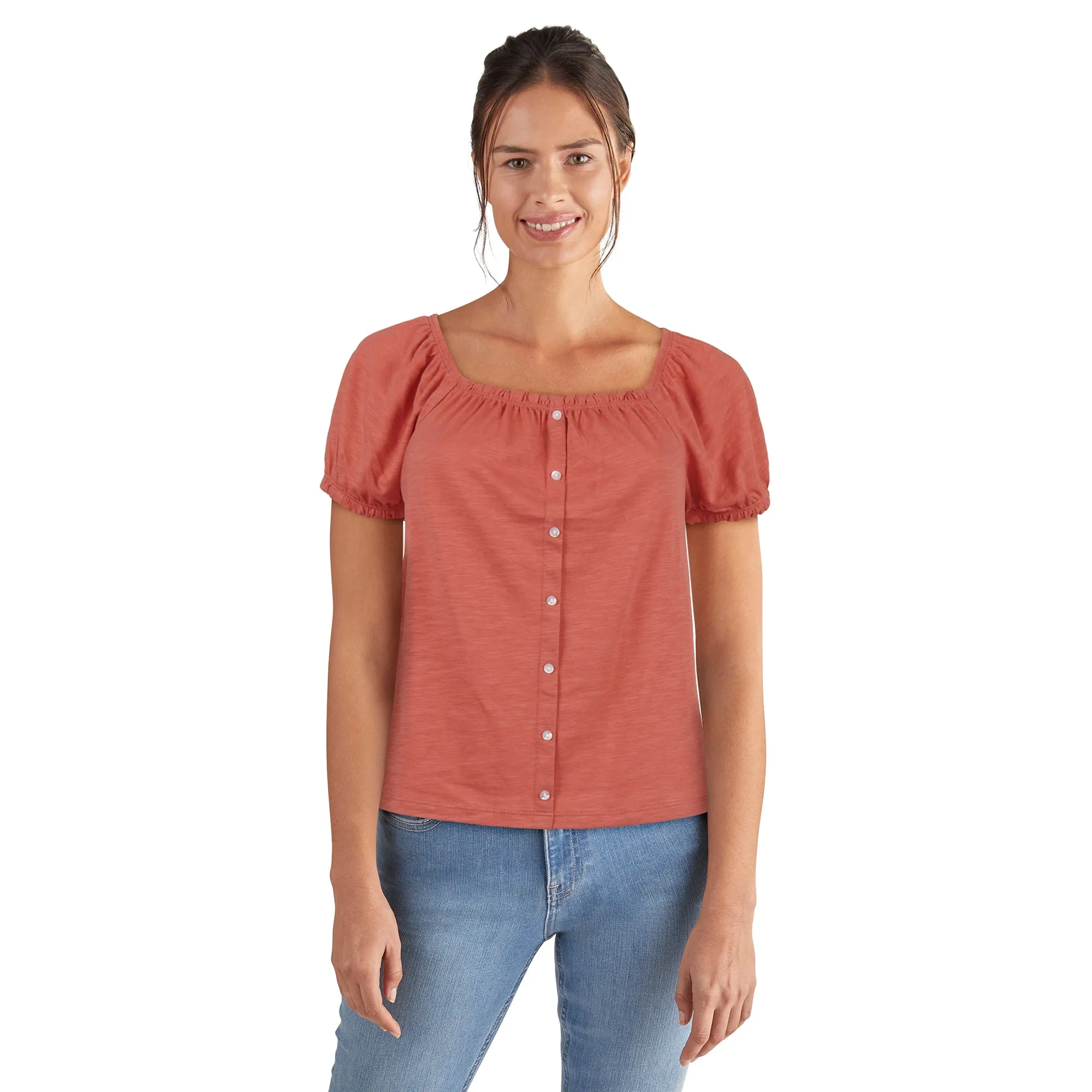 mySTYLE Women's Button Peasant Blouse