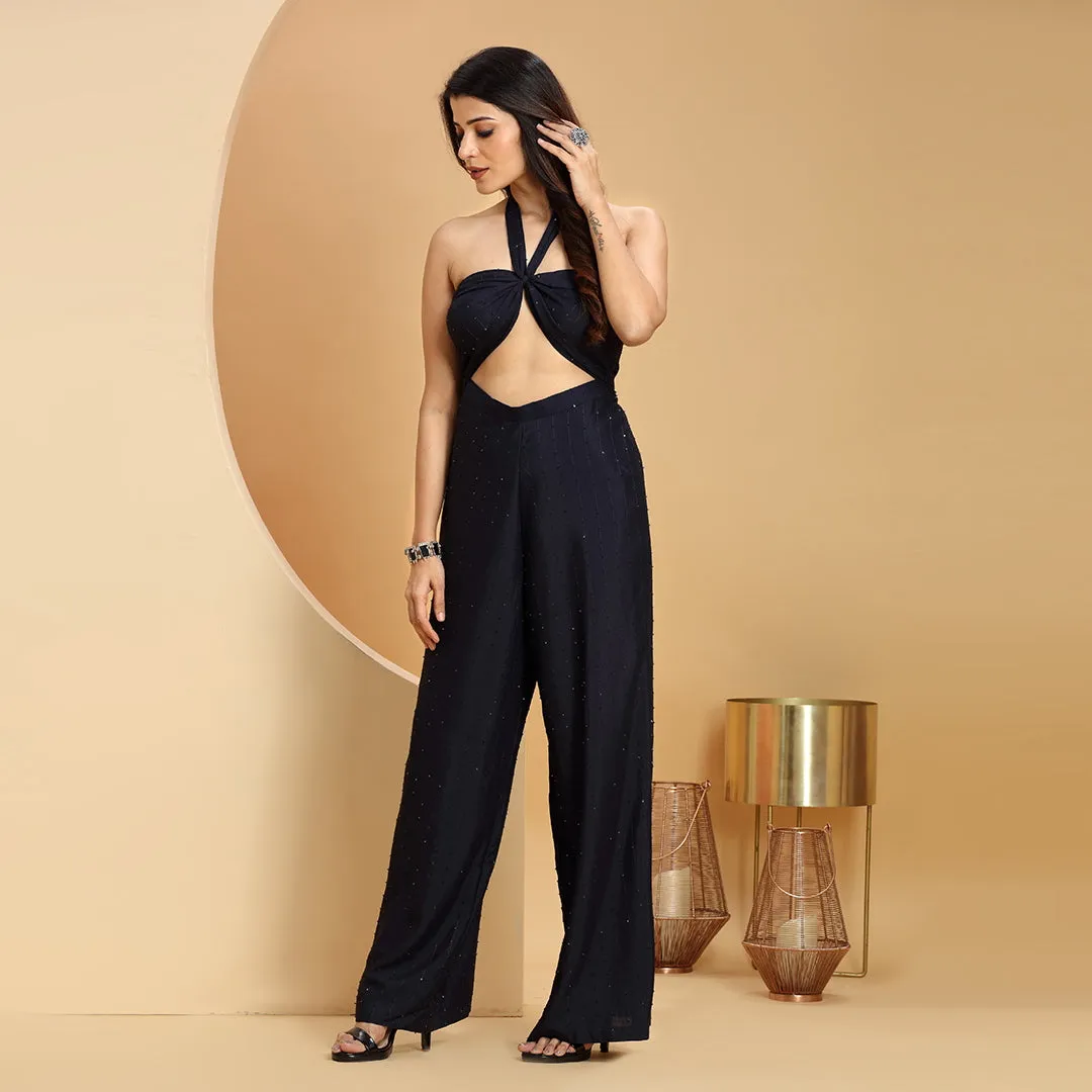 Navy Blue Centre Cut-Out Jumpsuit