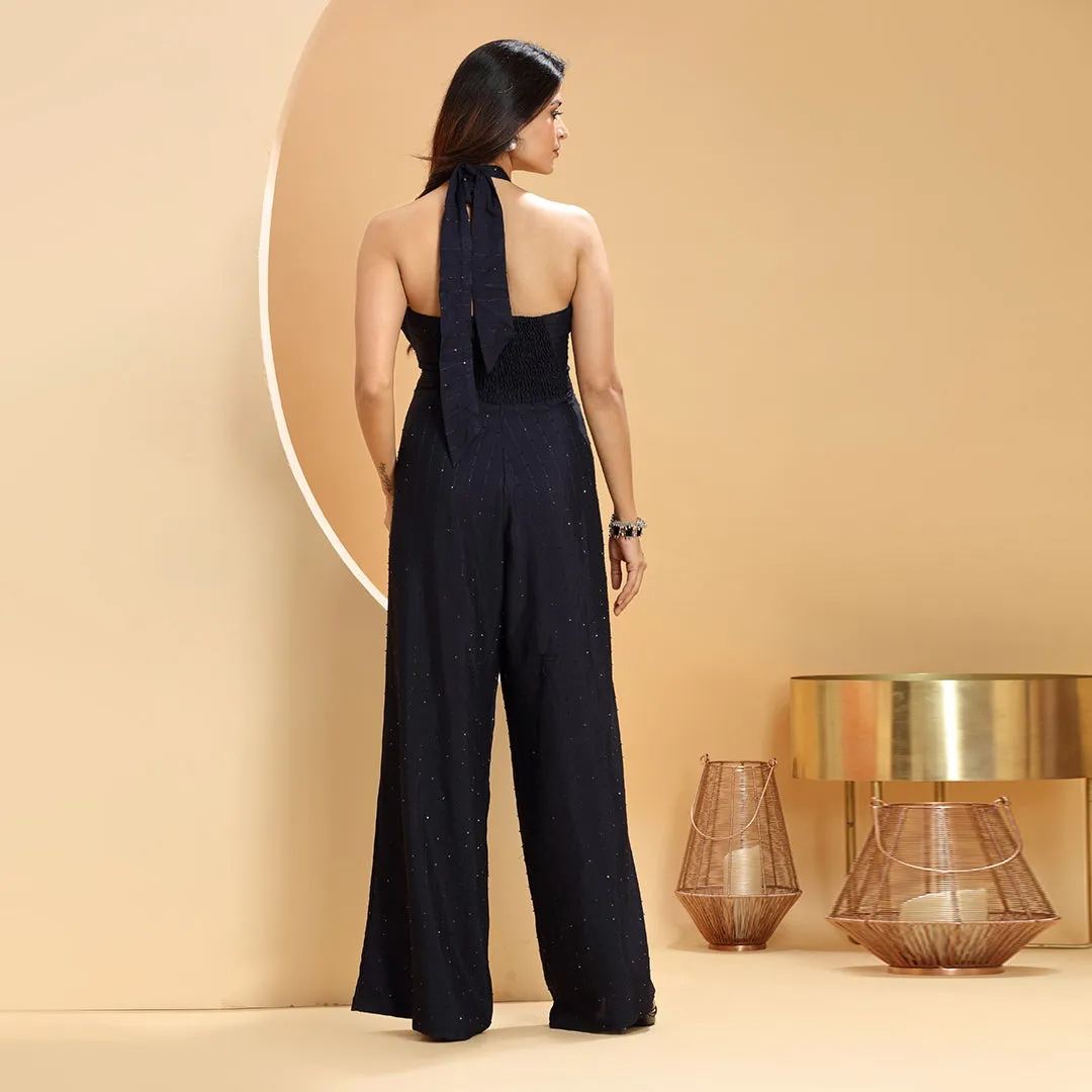 Navy Blue Centre Cut-Out Jumpsuit