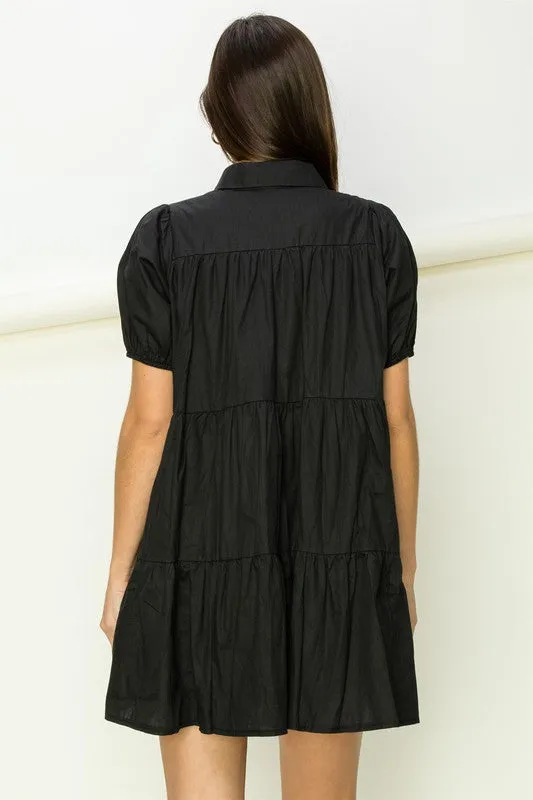 NOT YOUR GIRL TIERED BUTTON-UP MINI DRESS