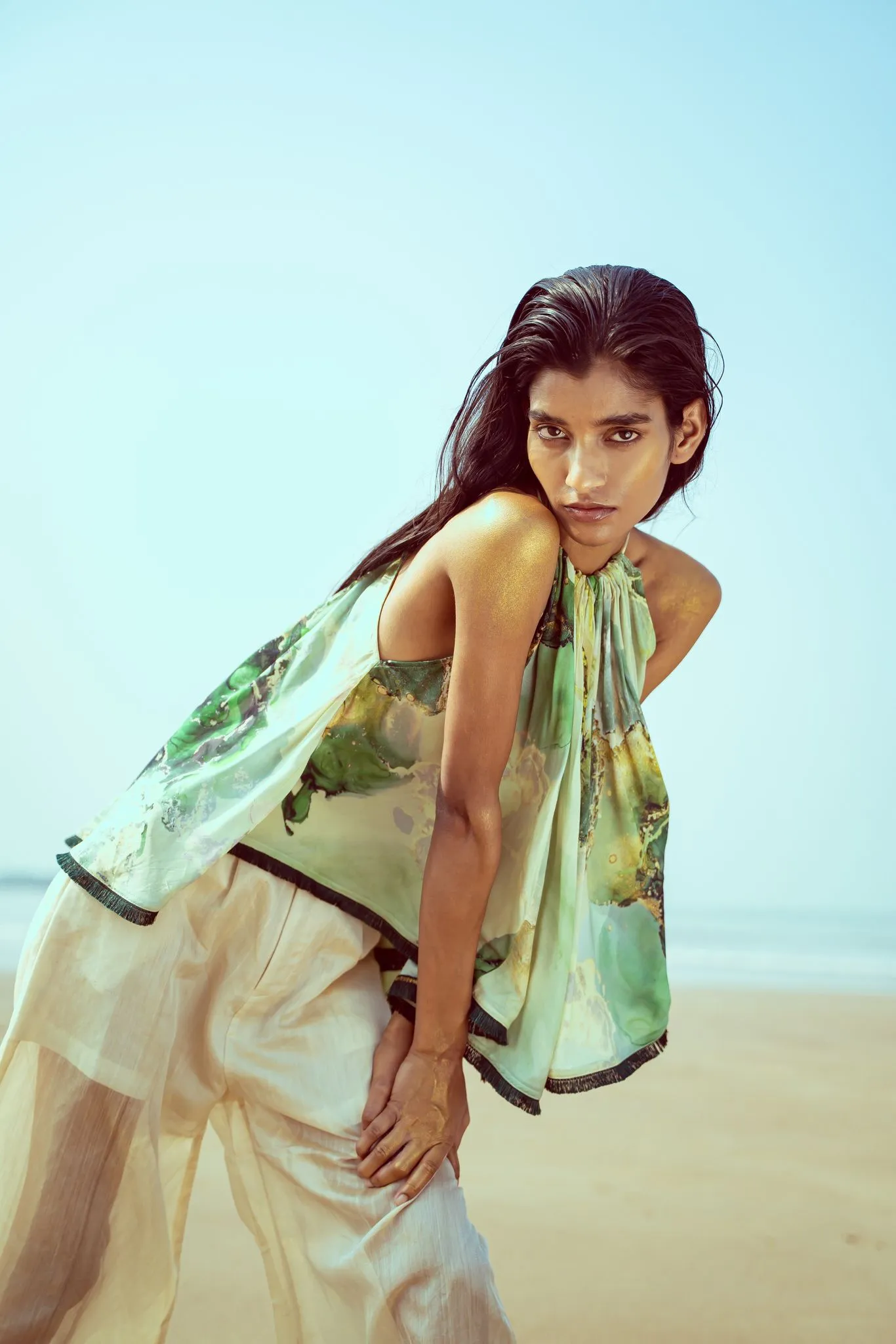 Ocean Glint Halter Top