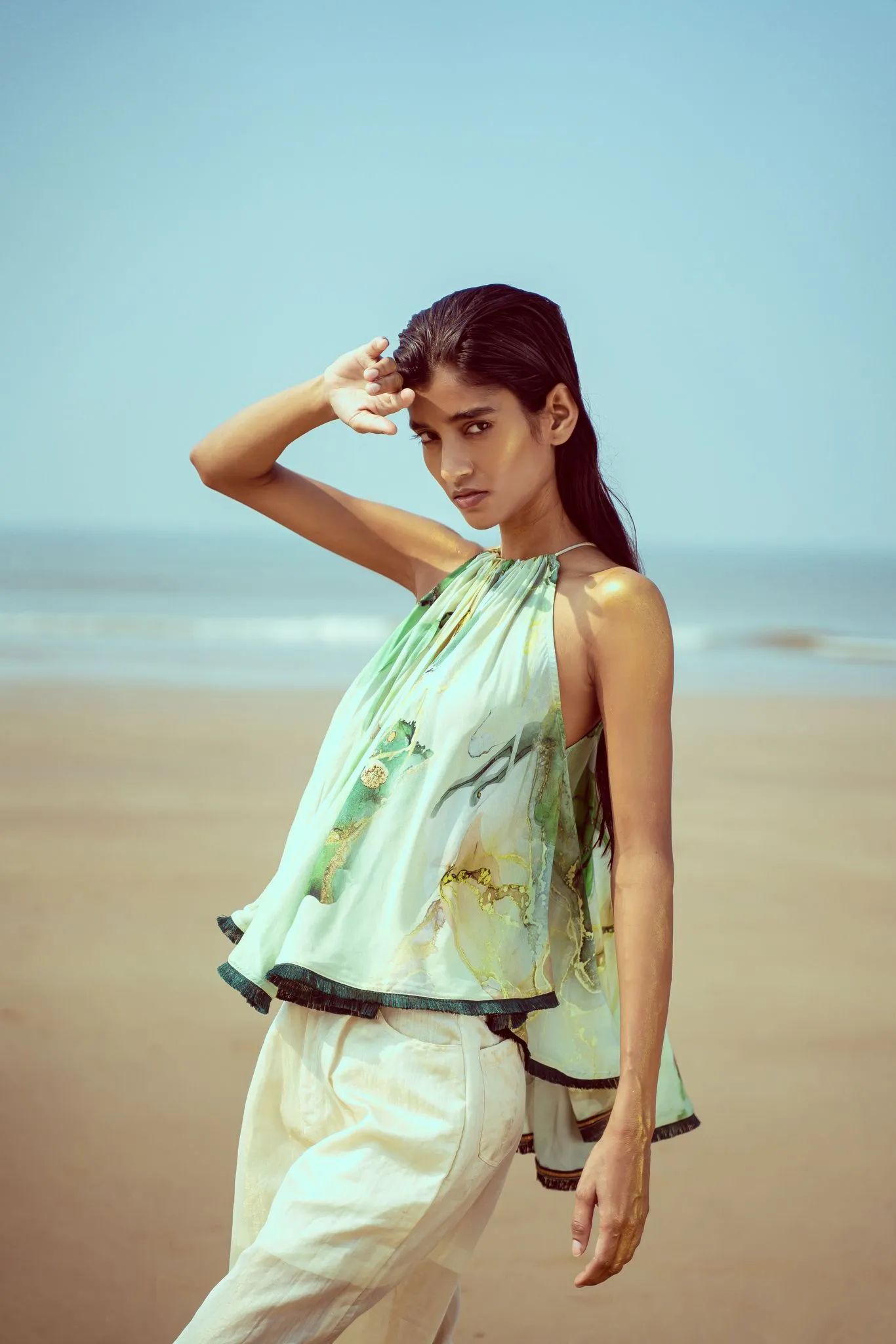 Ocean Glint Halter Top