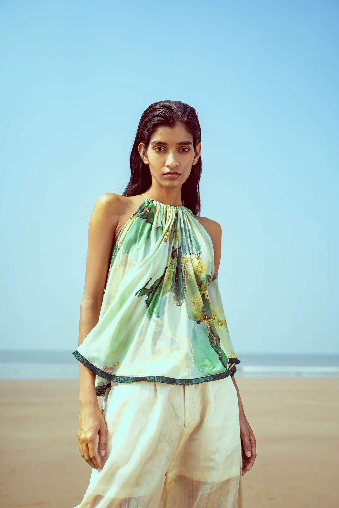 Ocean Glint Halter Top