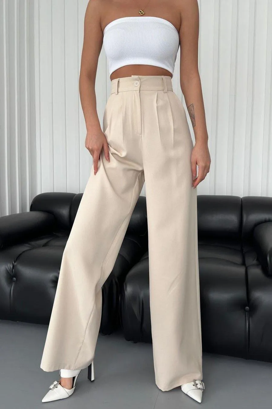 PALAZZO PANTS BEIGE