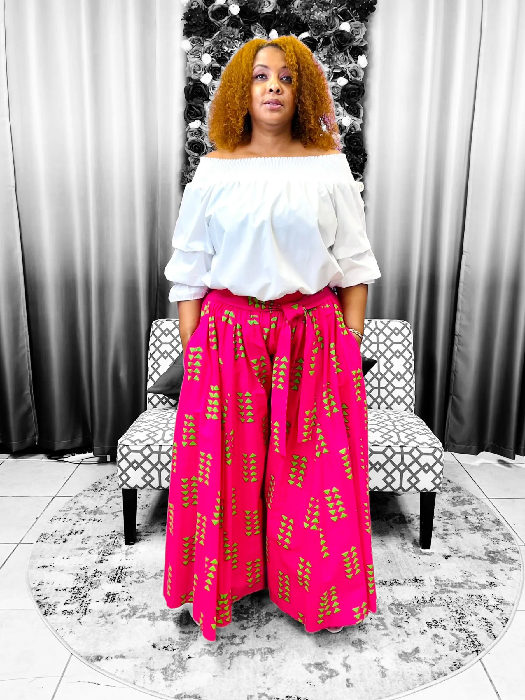 Pink & Green Palazzo Pants