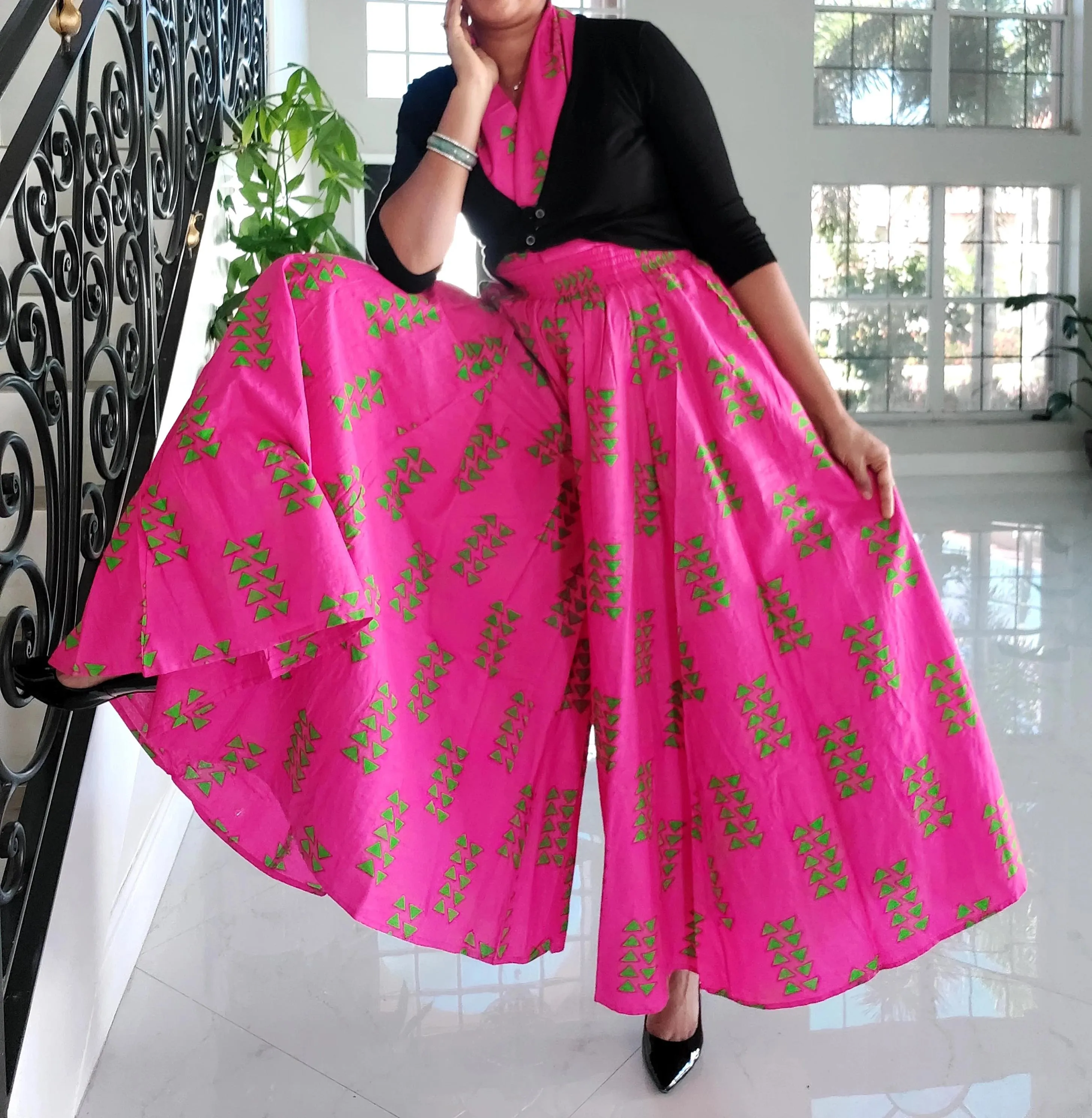 Pink & Green Palazzo Pants