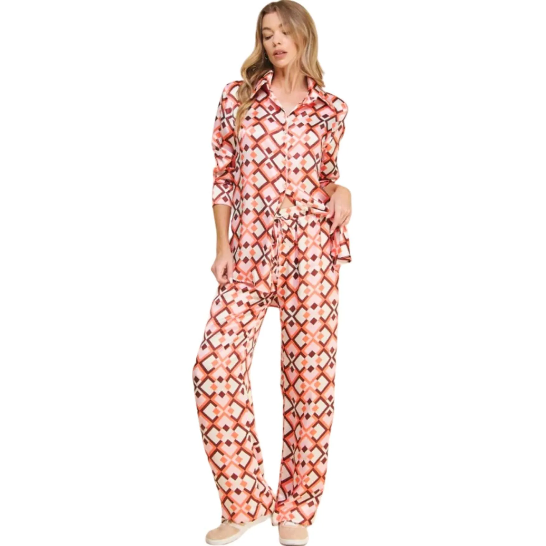 Pink Retro Satin Pants CLEARANCE FINAL SALE