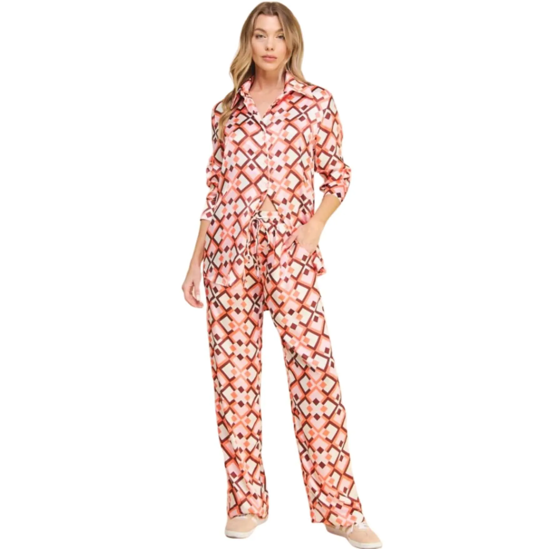 Pink Retro Satin Pants CLEARANCE FINAL SALE