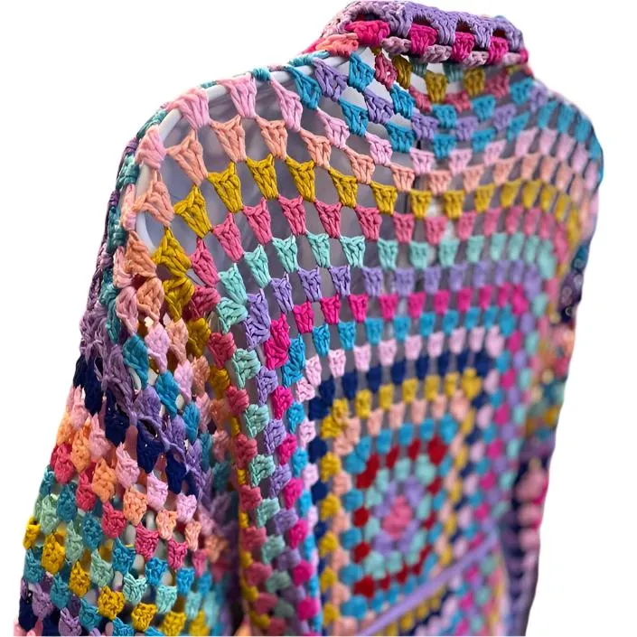 PINK/LILLA CARDIGAN WITH LONG FRINGE