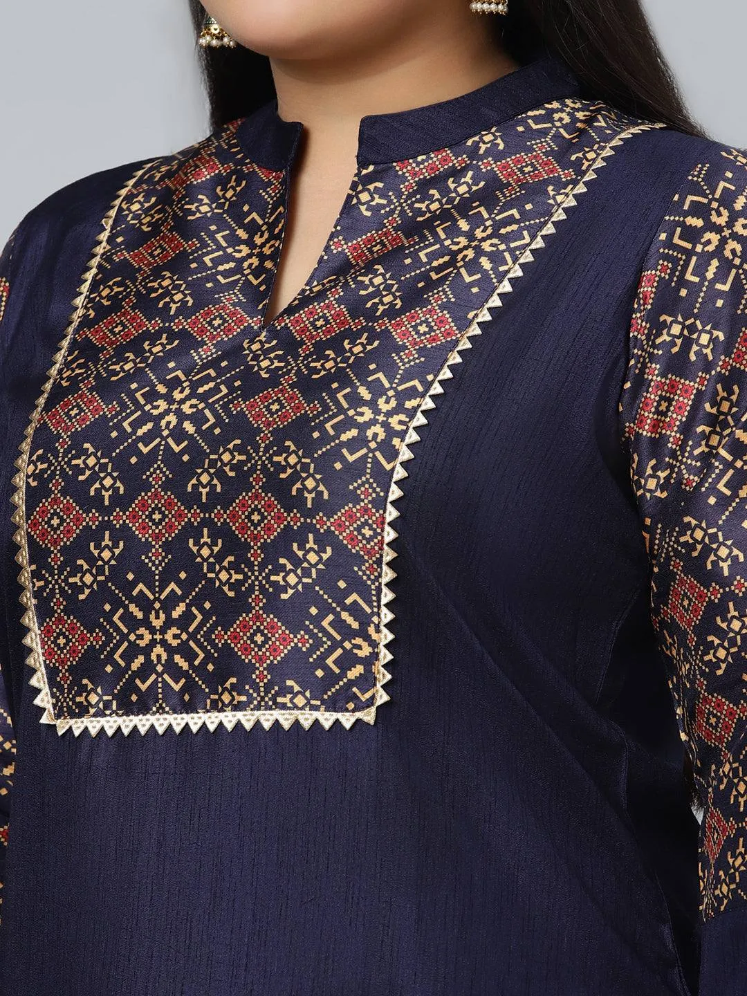 Poly Silk Royal Blue Kurta Palazzo Set