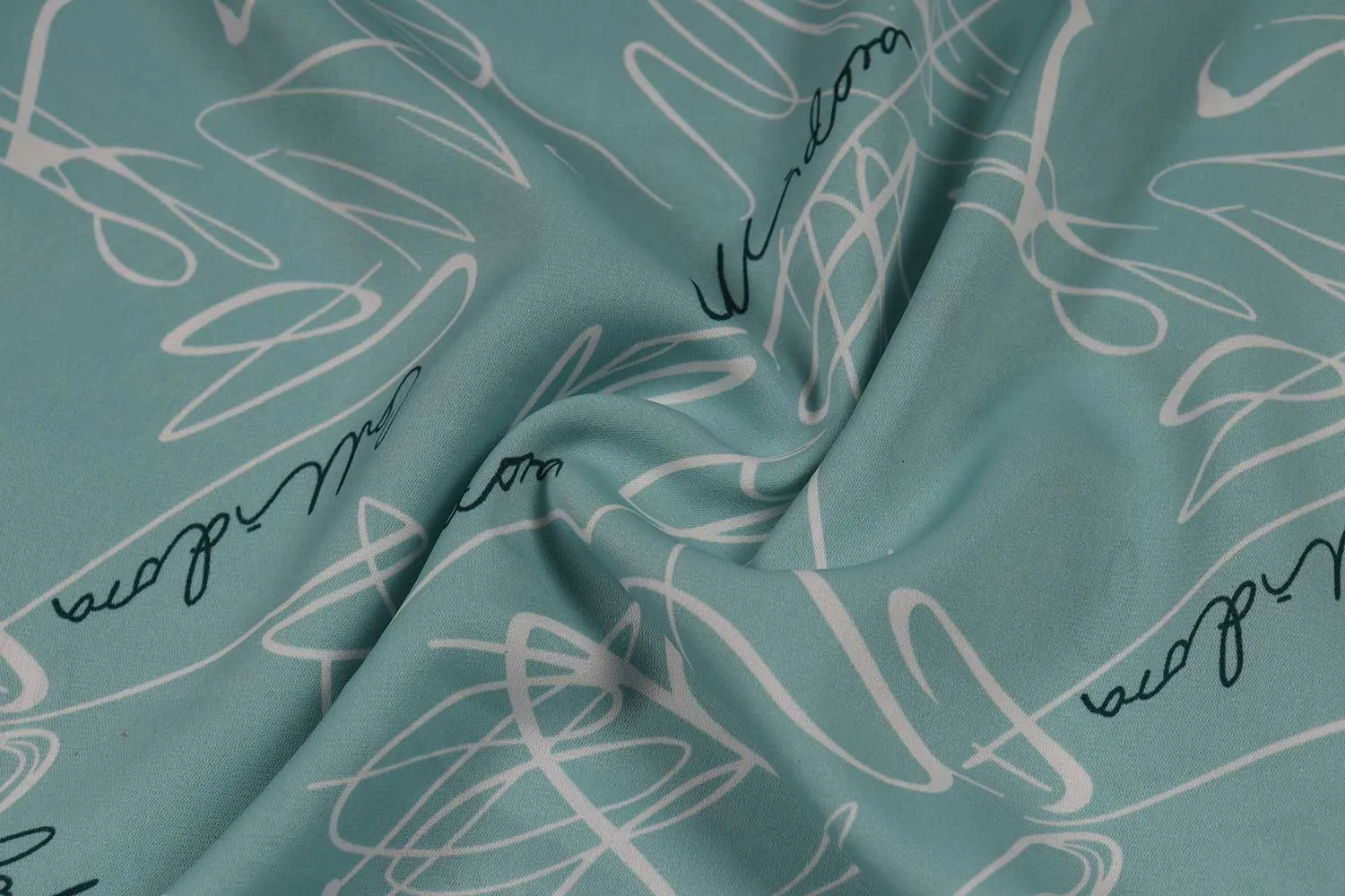 Precut Light Blue Printed Crepe Fabric