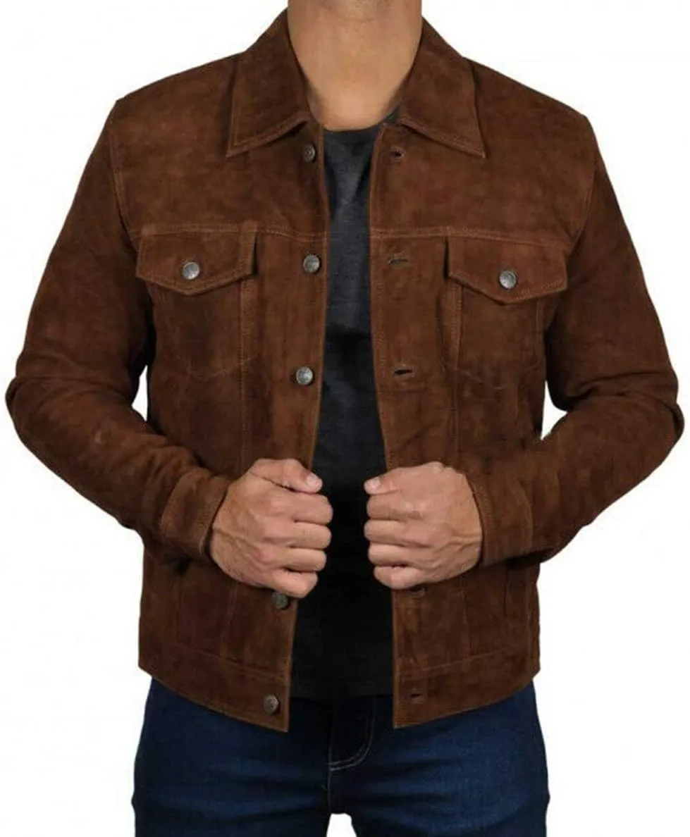 Radiix Brown Suede Aviator Leather Jacket