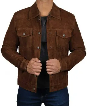 Radiix Brown Suede Aviator Leather Jacket