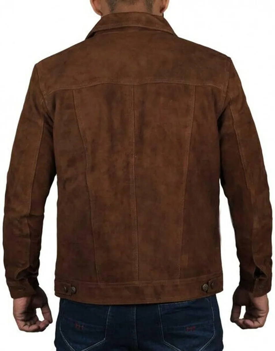 Radiix Brown Suede Aviator Leather Jacket
