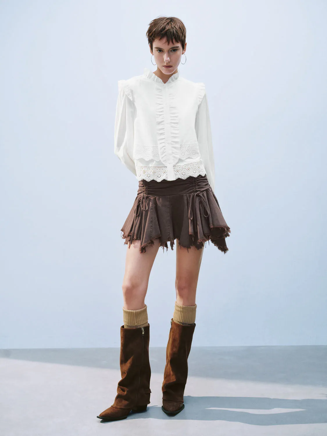 Ruched Mini A-Line Skirts