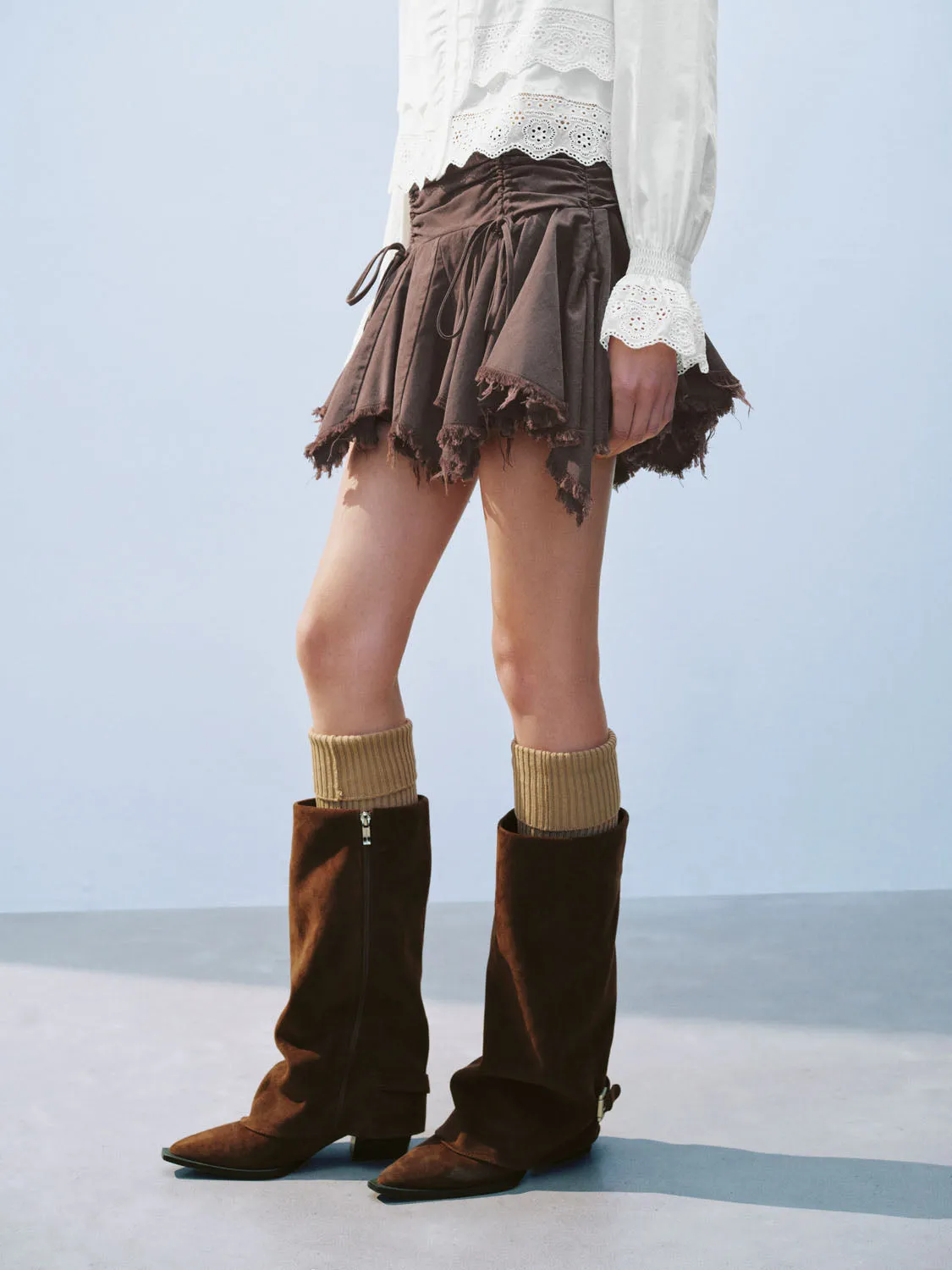 Ruched Mini A-Line Skirts