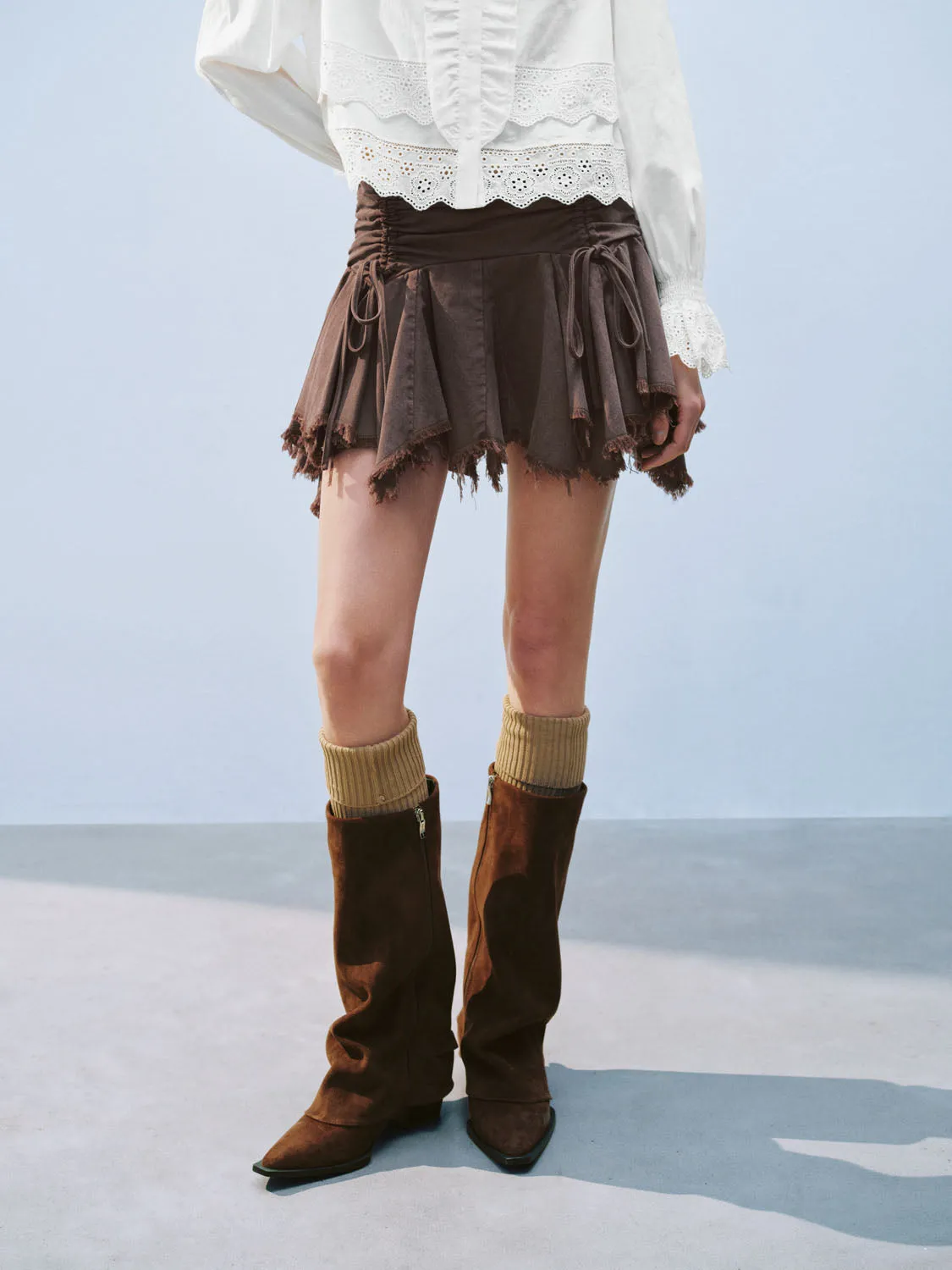 Ruched Mini A-Line Skirts