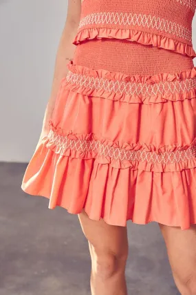 Ruffle Mini Skirt in Orange   * Wear as a Set