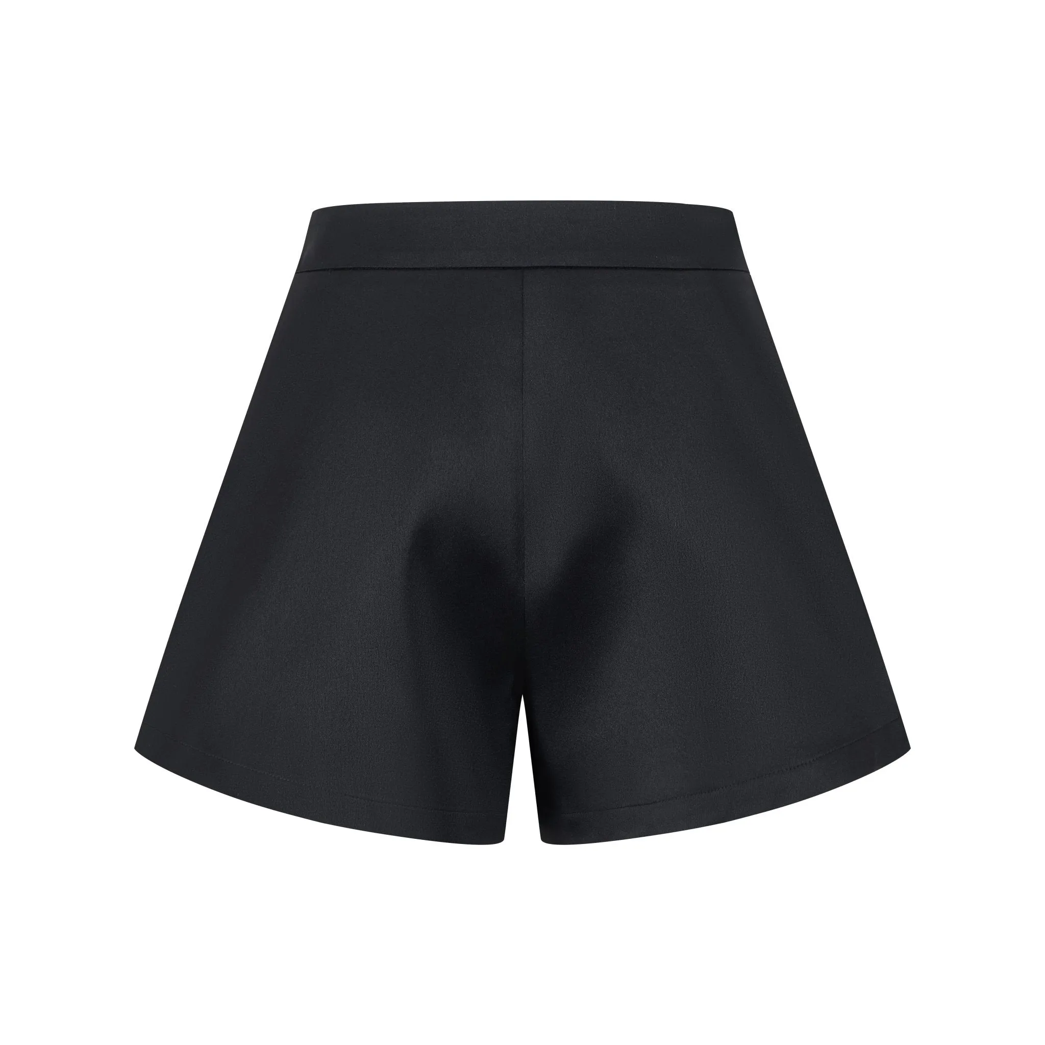 Satin Bow Black A-Line Half-Body Skirt