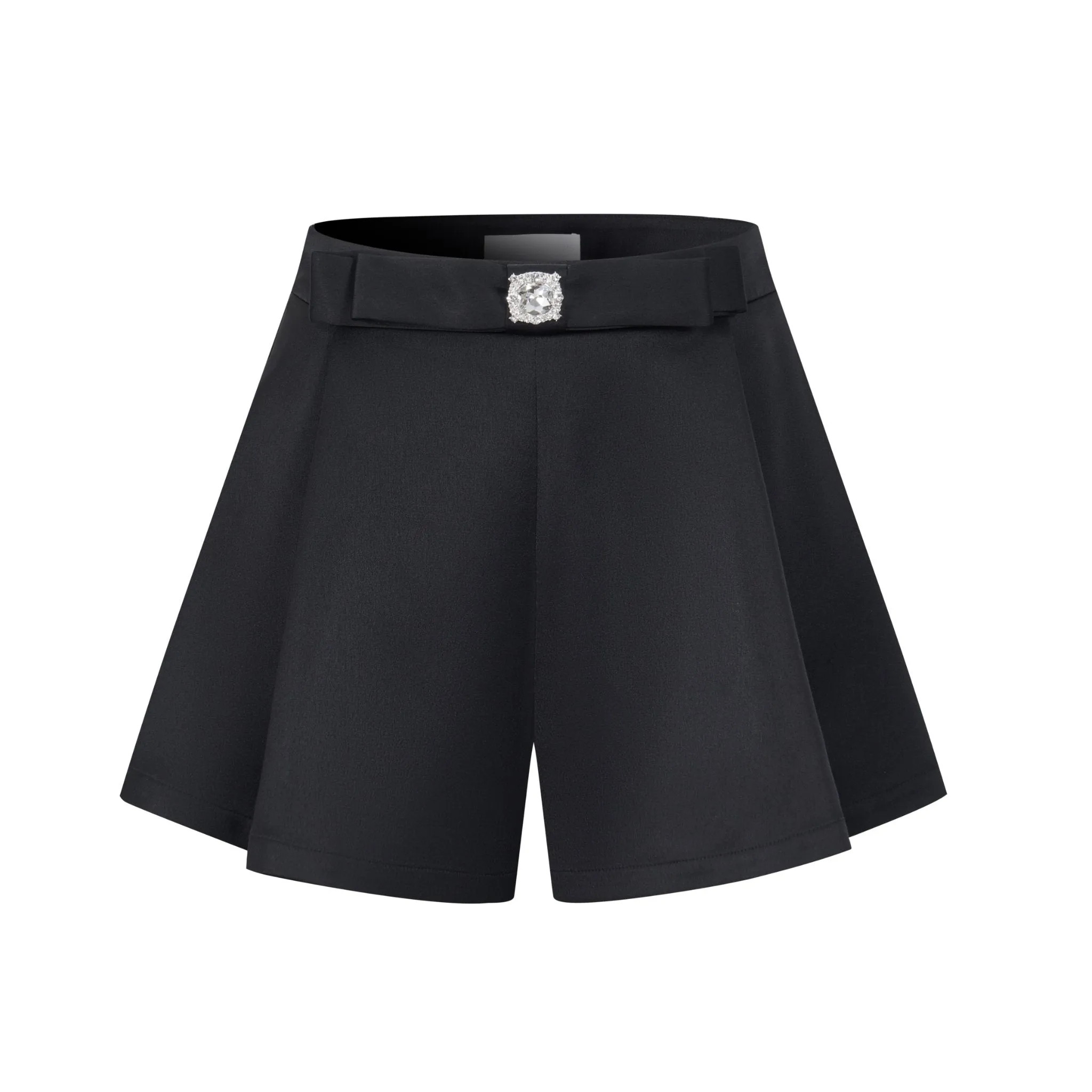 Satin Bow Black A-Line Half-Body Skirt