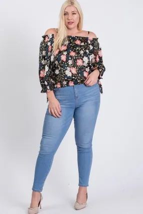 Satin Floral Off-Shoulder Top