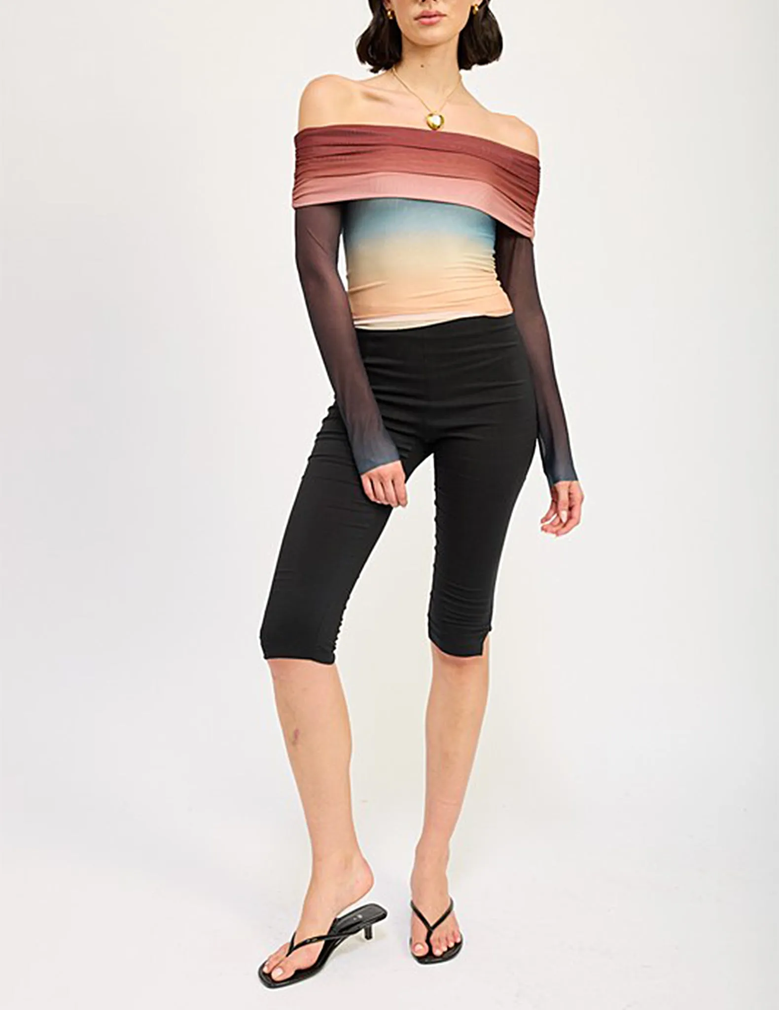 Selma Ombre Mesh Off-Shoulder Top