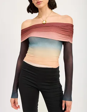 Selma Ombre Mesh Off-Shoulder Top