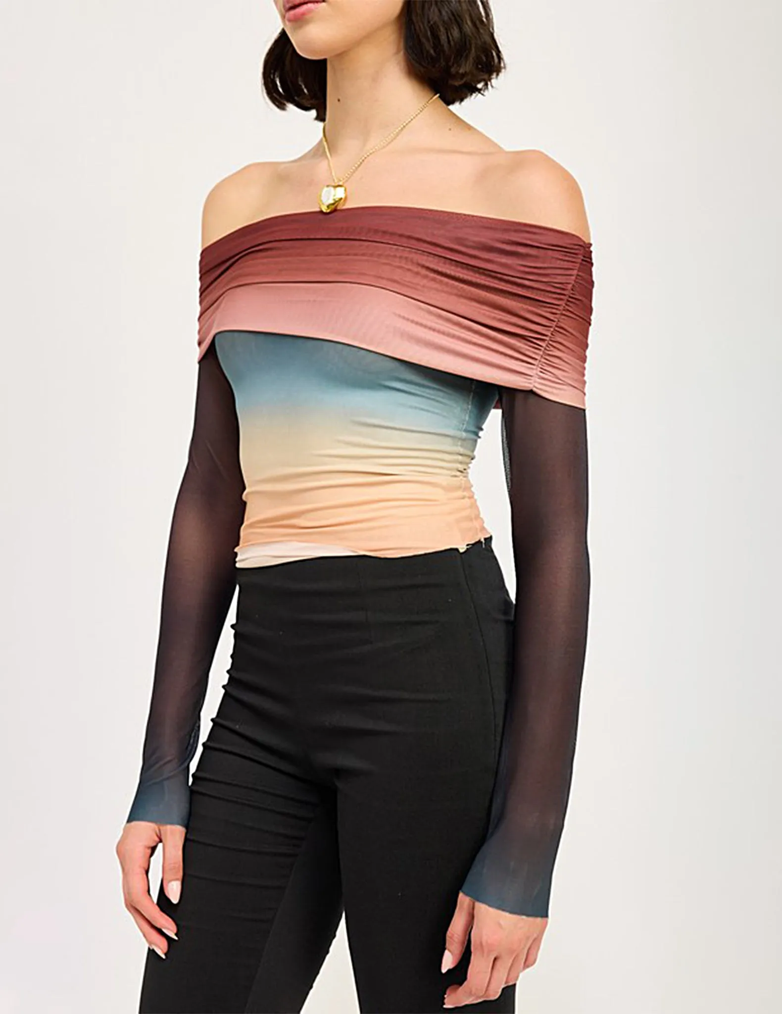Selma Ombre Mesh Off-Shoulder Top