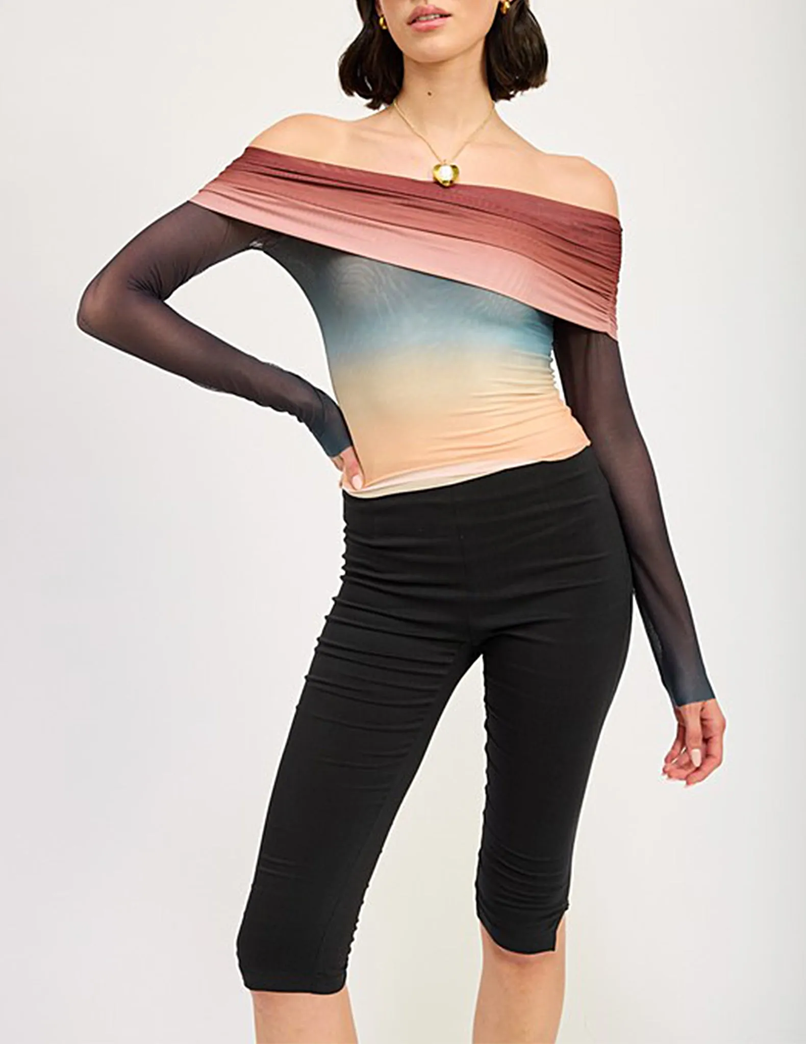 Selma Ombre Mesh Off-Shoulder Top