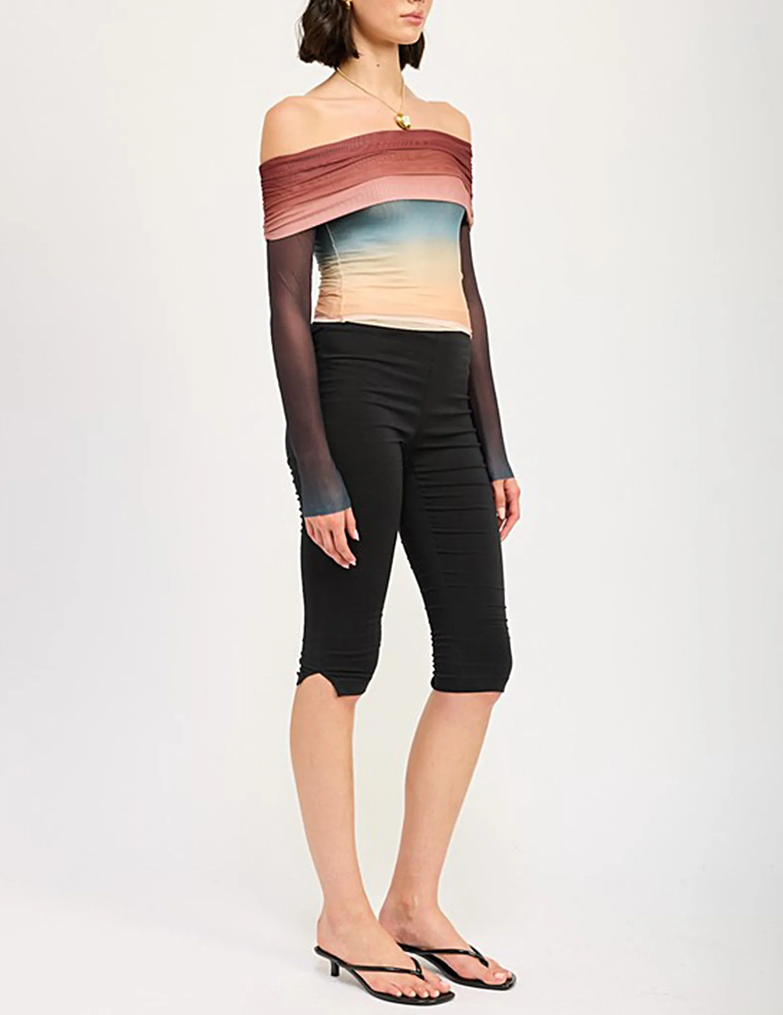 Selma Ombre Mesh Off-Shoulder Top