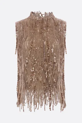 Sequin-Fringed Cotton Top