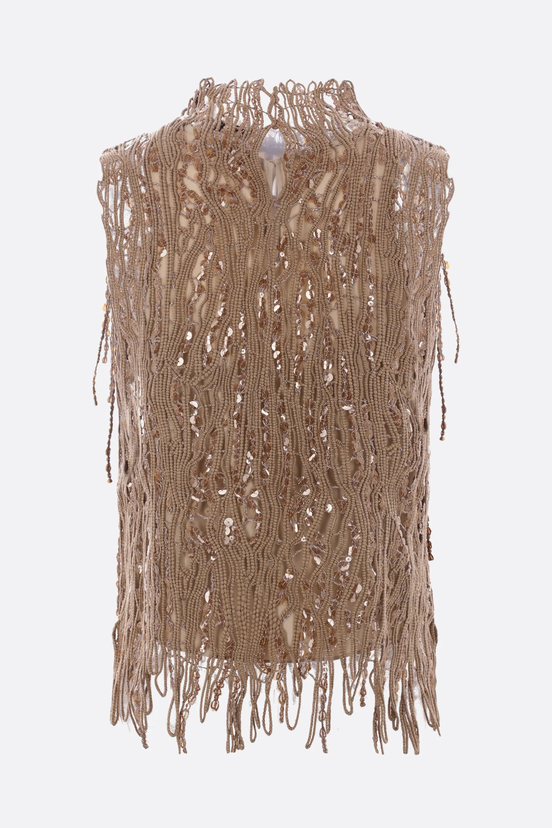 Sequin-Fringed Cotton Top