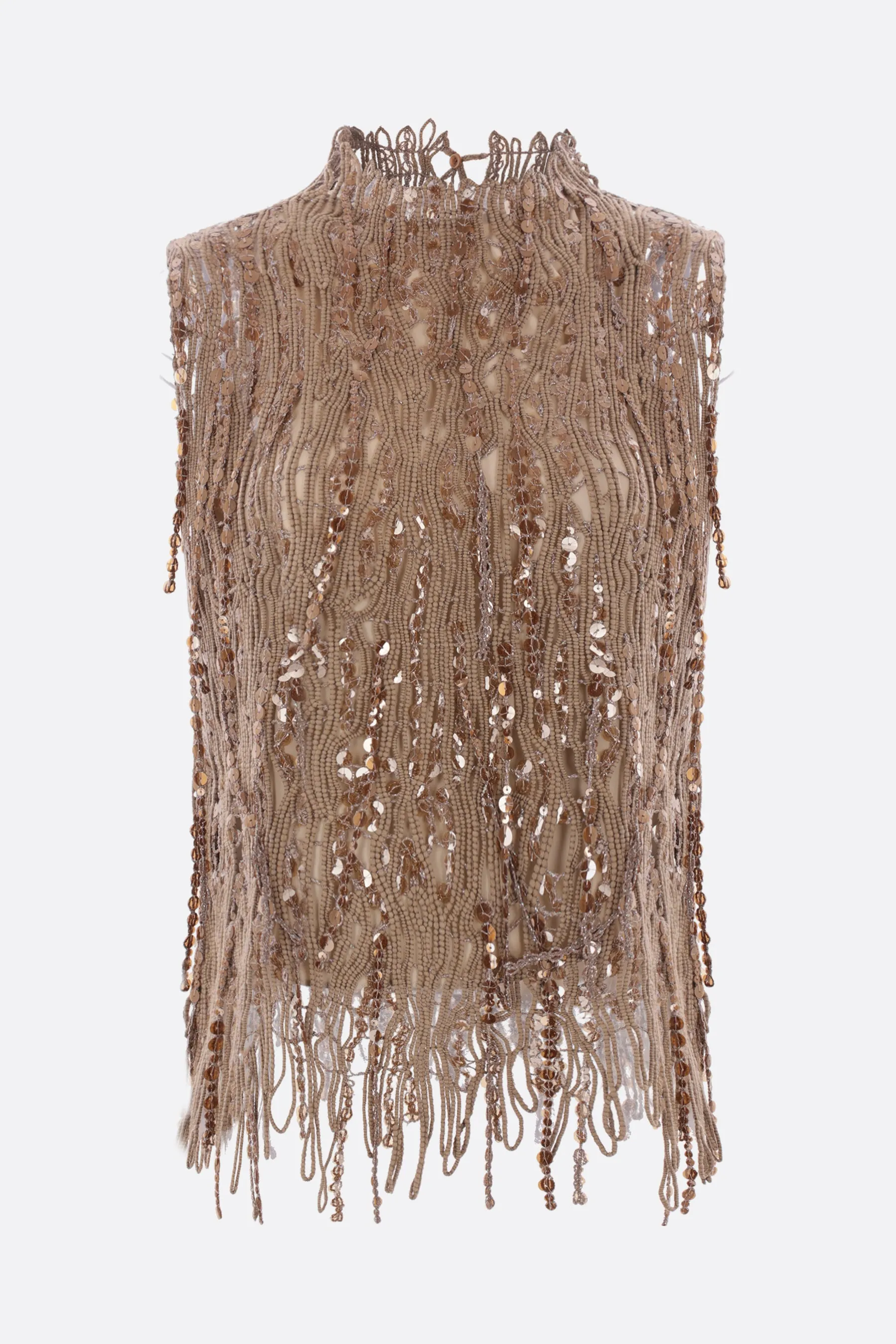 Sequin-Fringed Cotton Top