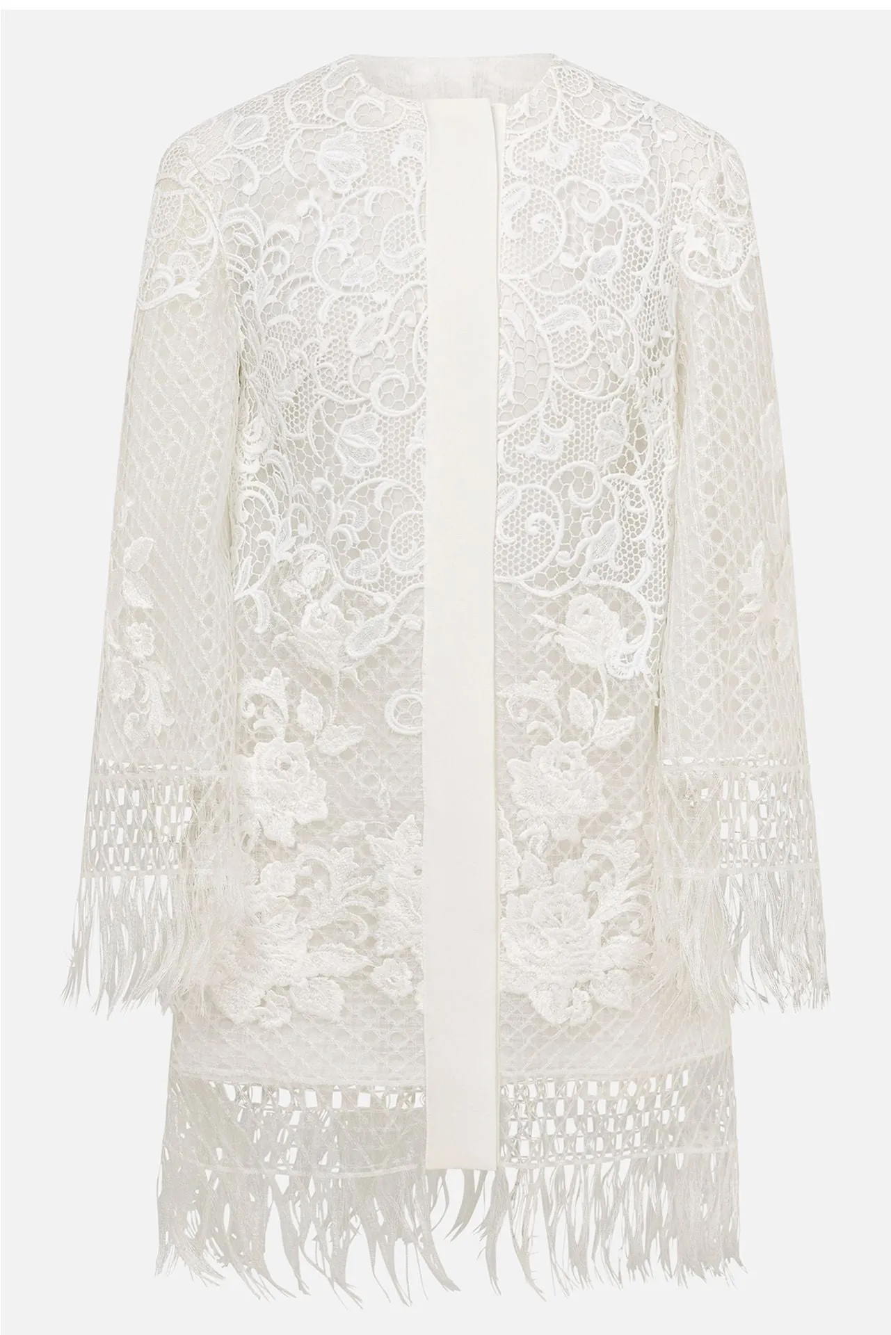 Shirt, Lace Embroidered Jacket, and Pleated Pants
