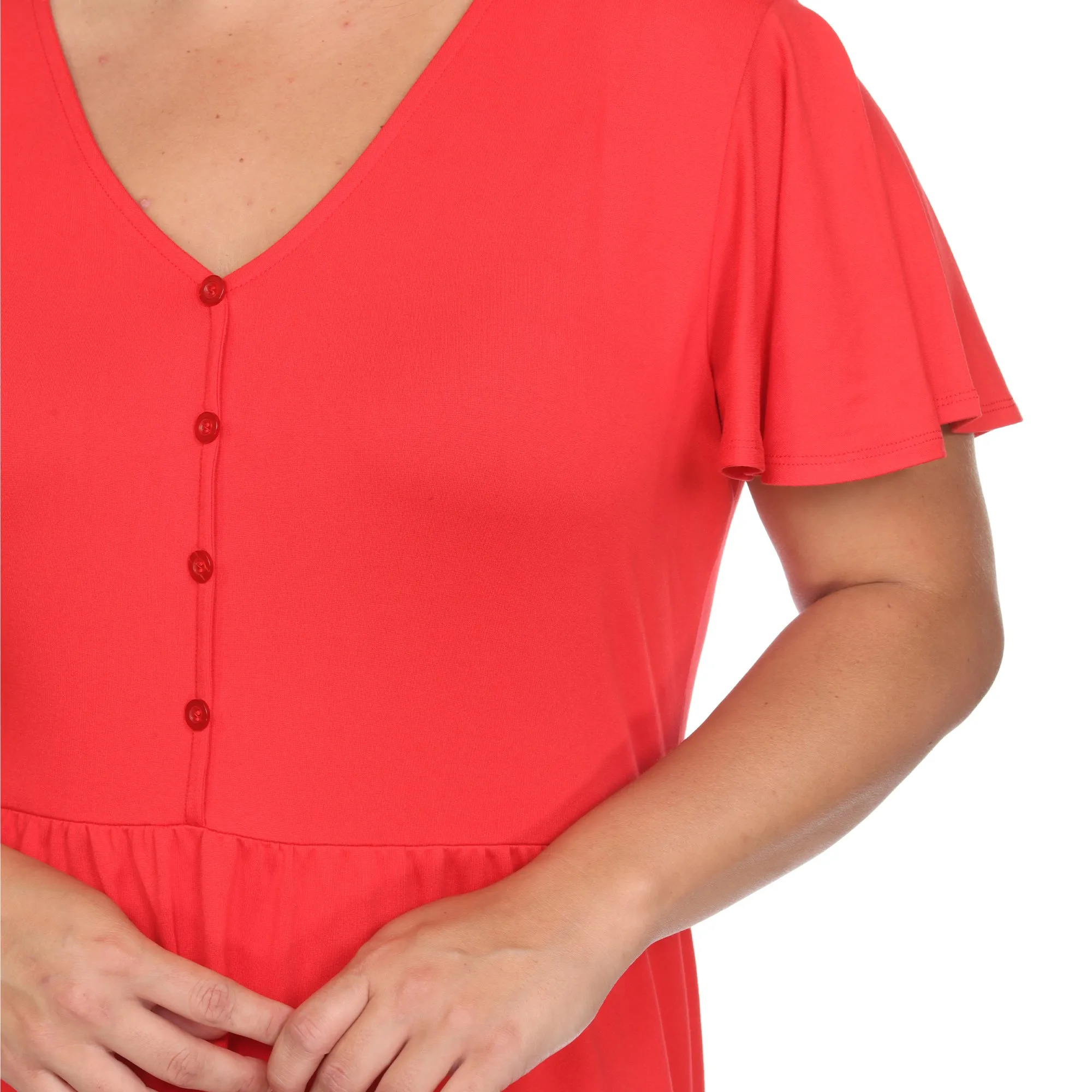 Short Sleeve V-neck Tiered Midi Dress - Plus