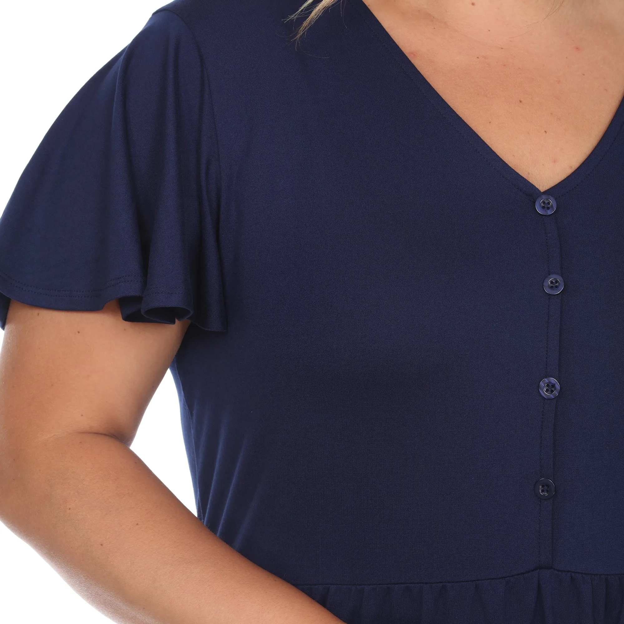 Short Sleeve V-neck Tiered Midi Dress - Plus
