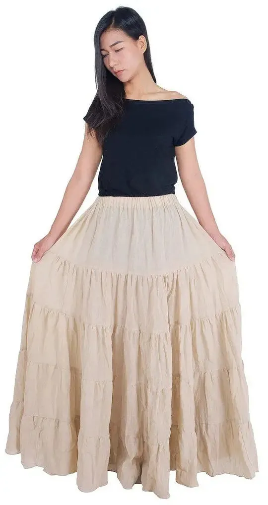 Solid Cotton Peasant Skirt