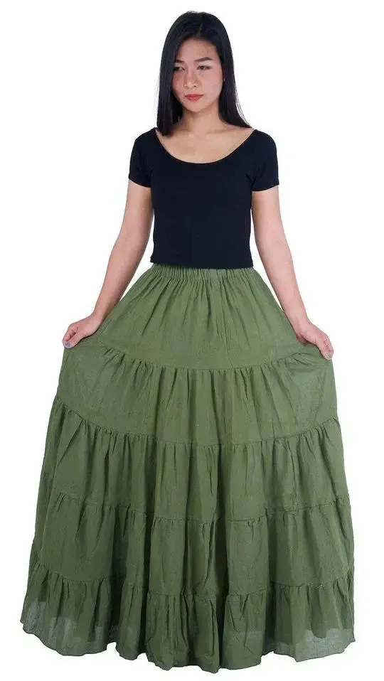 Solid Cotton Peasant Skirt