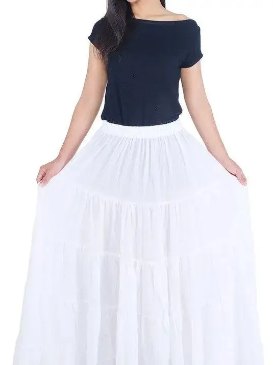 Solid Cotton Peasant Skirt